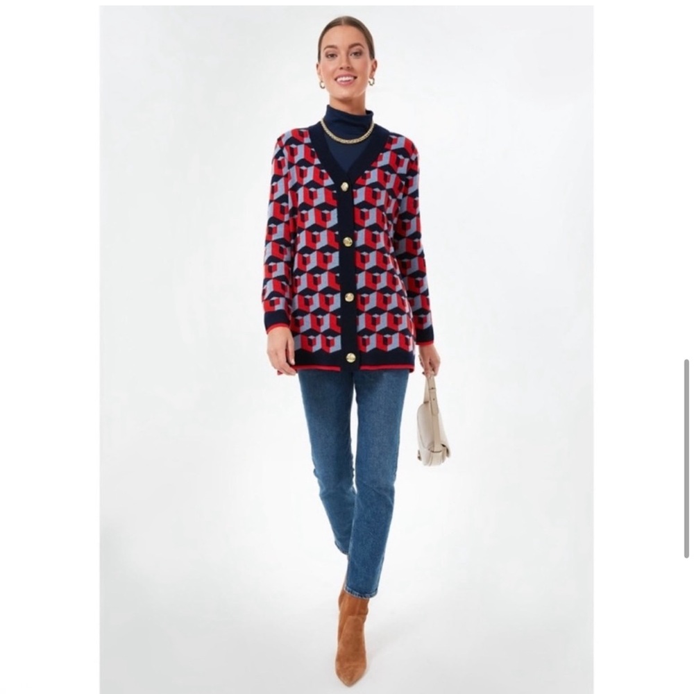 Tuckernuck Lauren Geometric Cardigan Sweater S - Picture 3 of 10